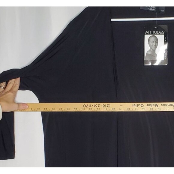 Attitudes By Renee Asymmetric Cardigan Women 3X Black Stretch Knit Open Front - Picture 5 of 6
